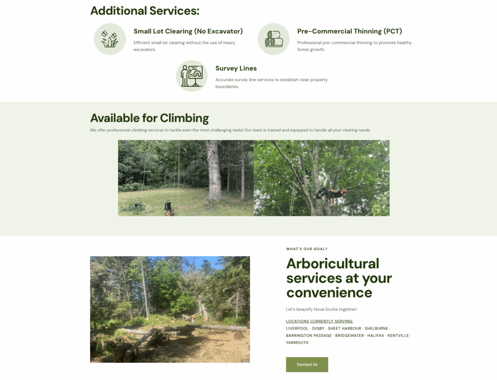 Image of Emmitt's Tree Services website
